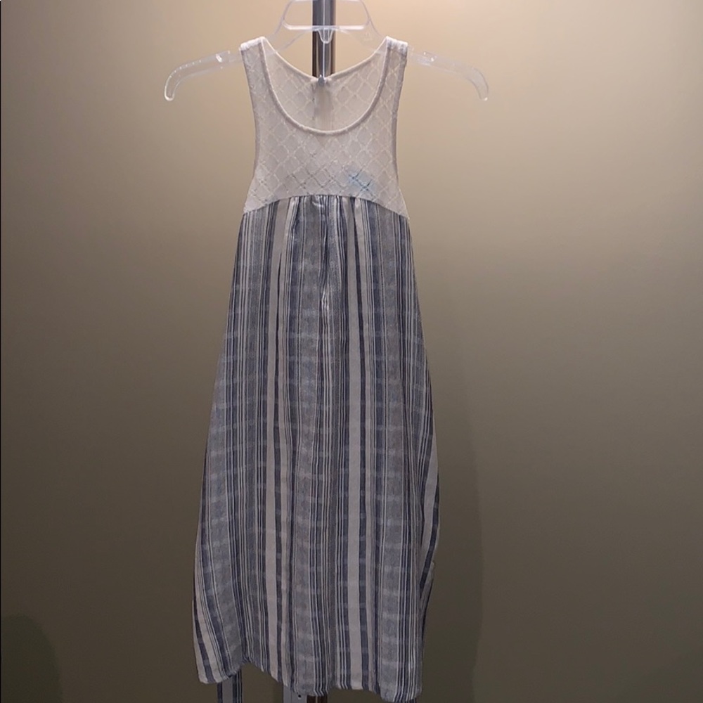 Summer blue and white striped dress